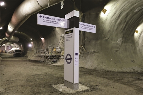 Caption - Crossrail's literal 'halfway' marker Caption - Crossrail's literal 'halfway' marker