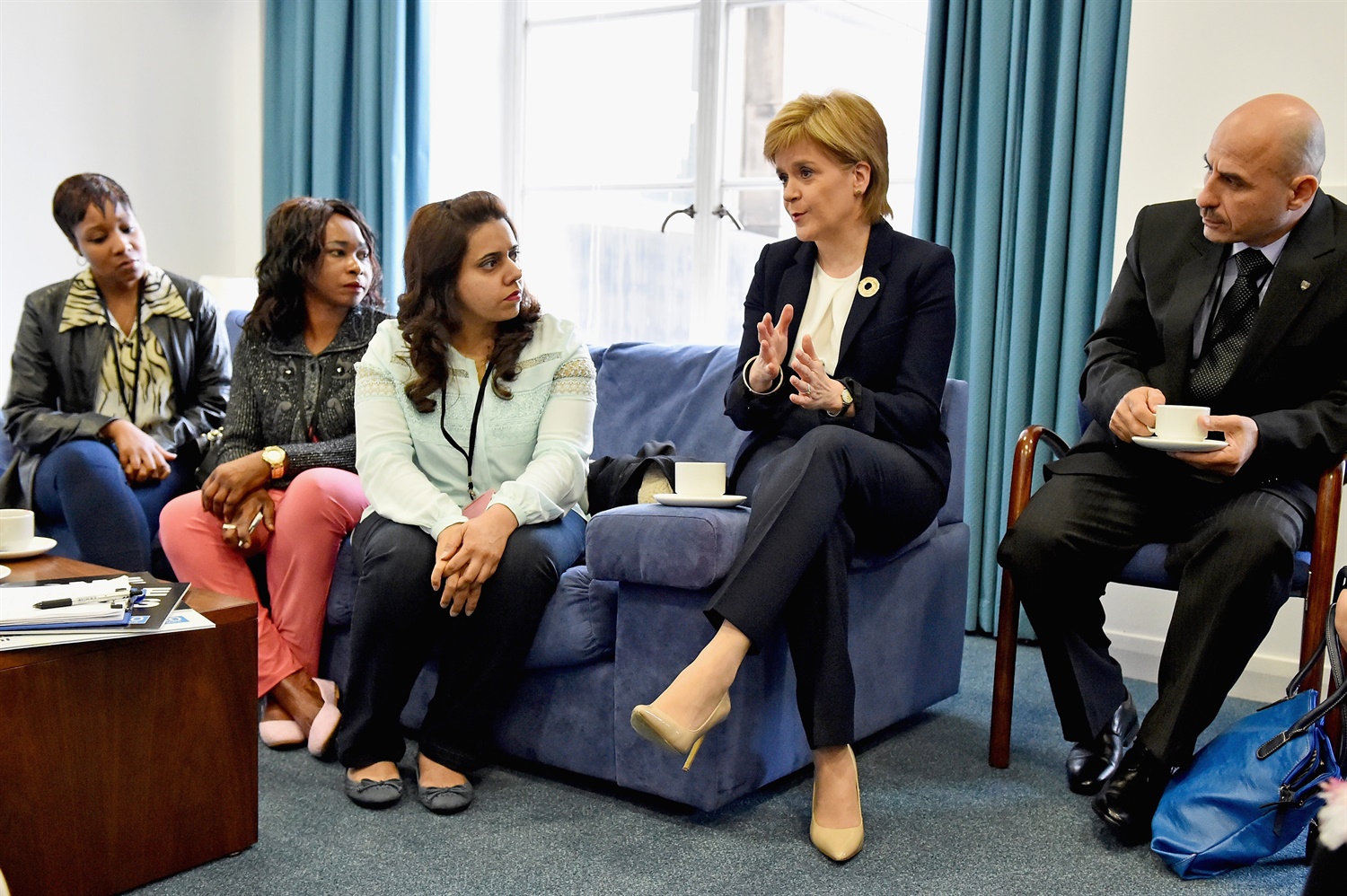 Nicola Sturgeon with refugee representatives, humanitarian summit Sept 15