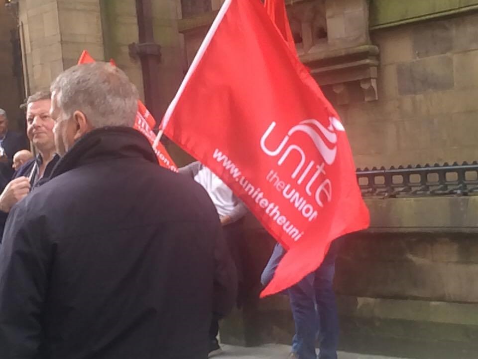 Unite strike manchester flag