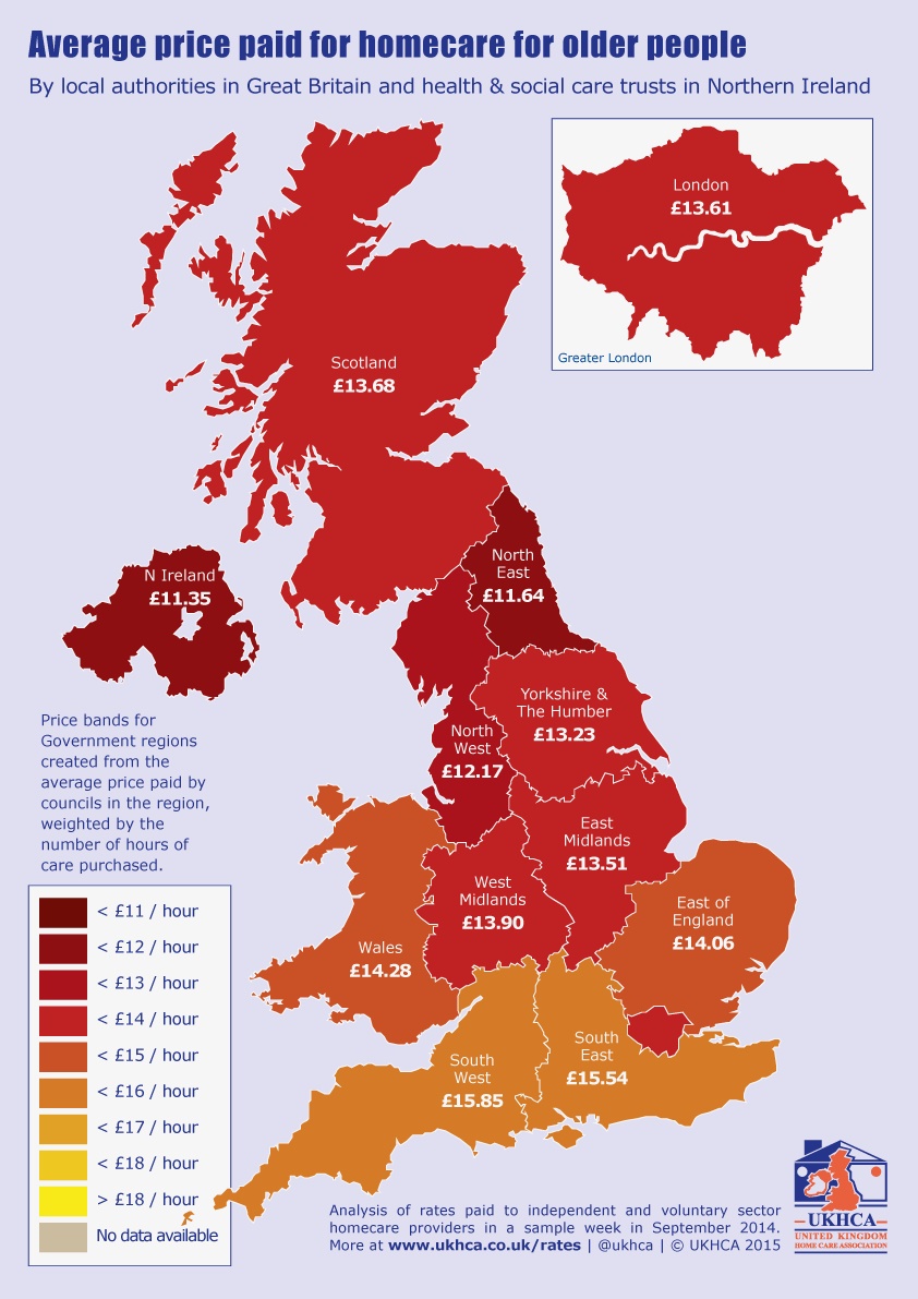 average homecare fees 201409 uk government regions with prices